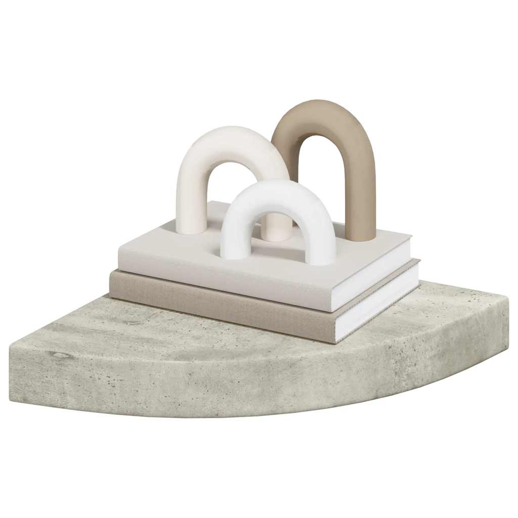 Kutne zidne police 2 kom siva boja betona 25 x 25 x 3,8 cm MDF