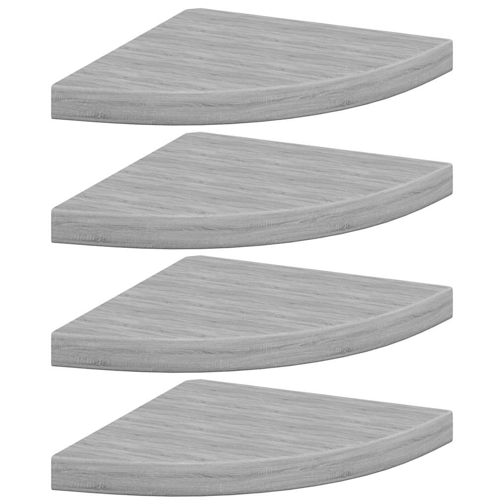 Kutne zidne police 4 kom siva boja betona 35 x 35 x 3,8 cm MDF