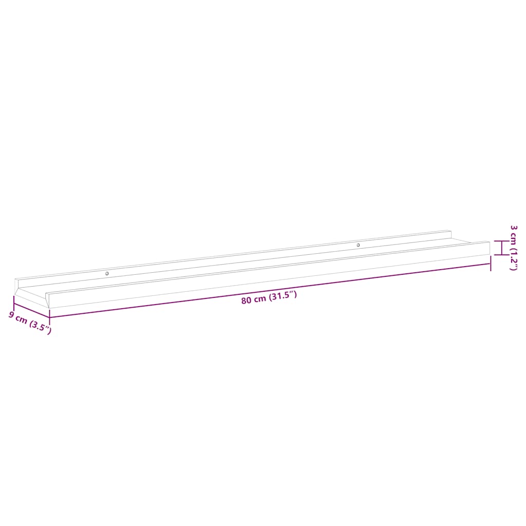 Zidne police 4 kom bijele i boja hrasta sonome 80 x 9 x 3 cm