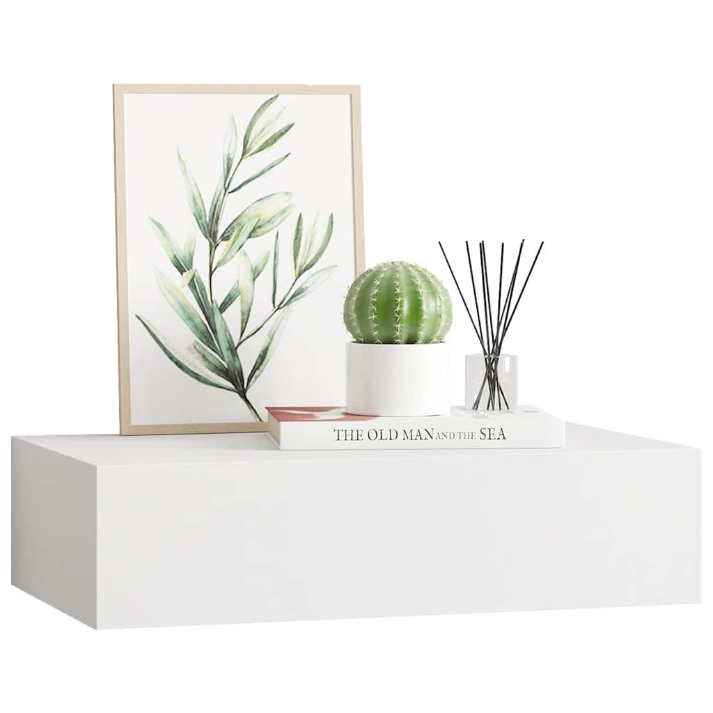 Zidna polica s ladicom bijela 40 x 23,5 x 10 cm MDF
