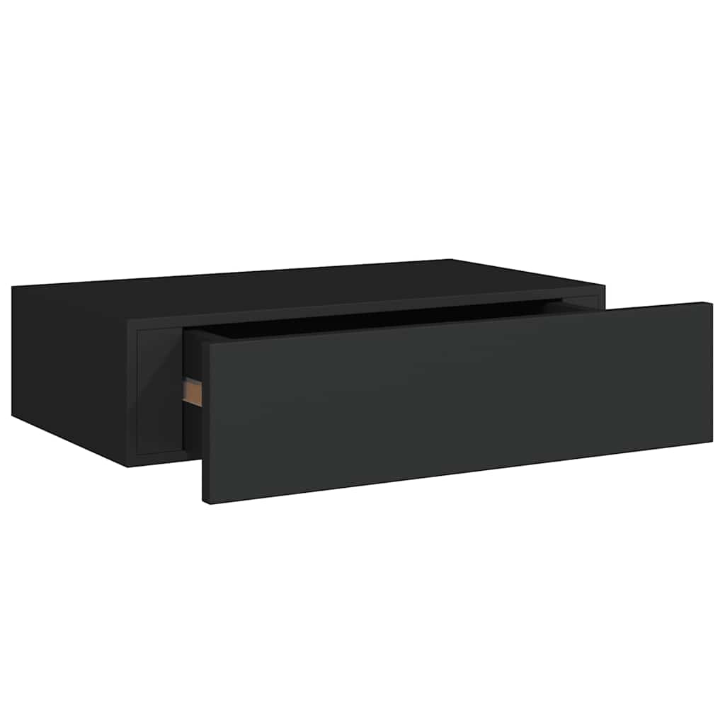 Zidna polica s ladicom crna 40 x 23,5 x 10 cm MDF
