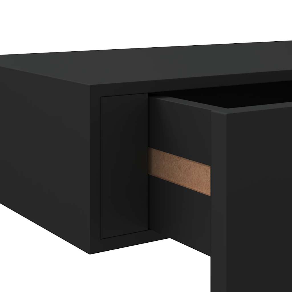 Zidna polica s ladicom crna 40 x 23,5 x 10 cm MDF