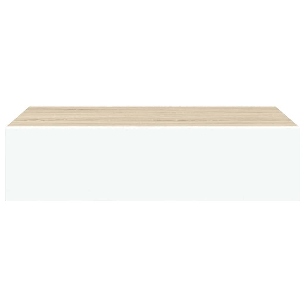 Zidna polica s ladicama hrast i bijela 40x23,5x10 cm MDF