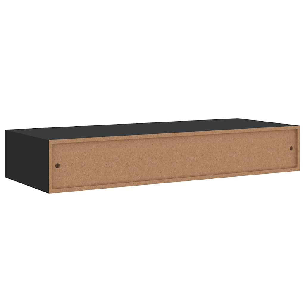 Zidne police s ladicom 2 kom crne 60 x 23,5 x 10 cm MDF