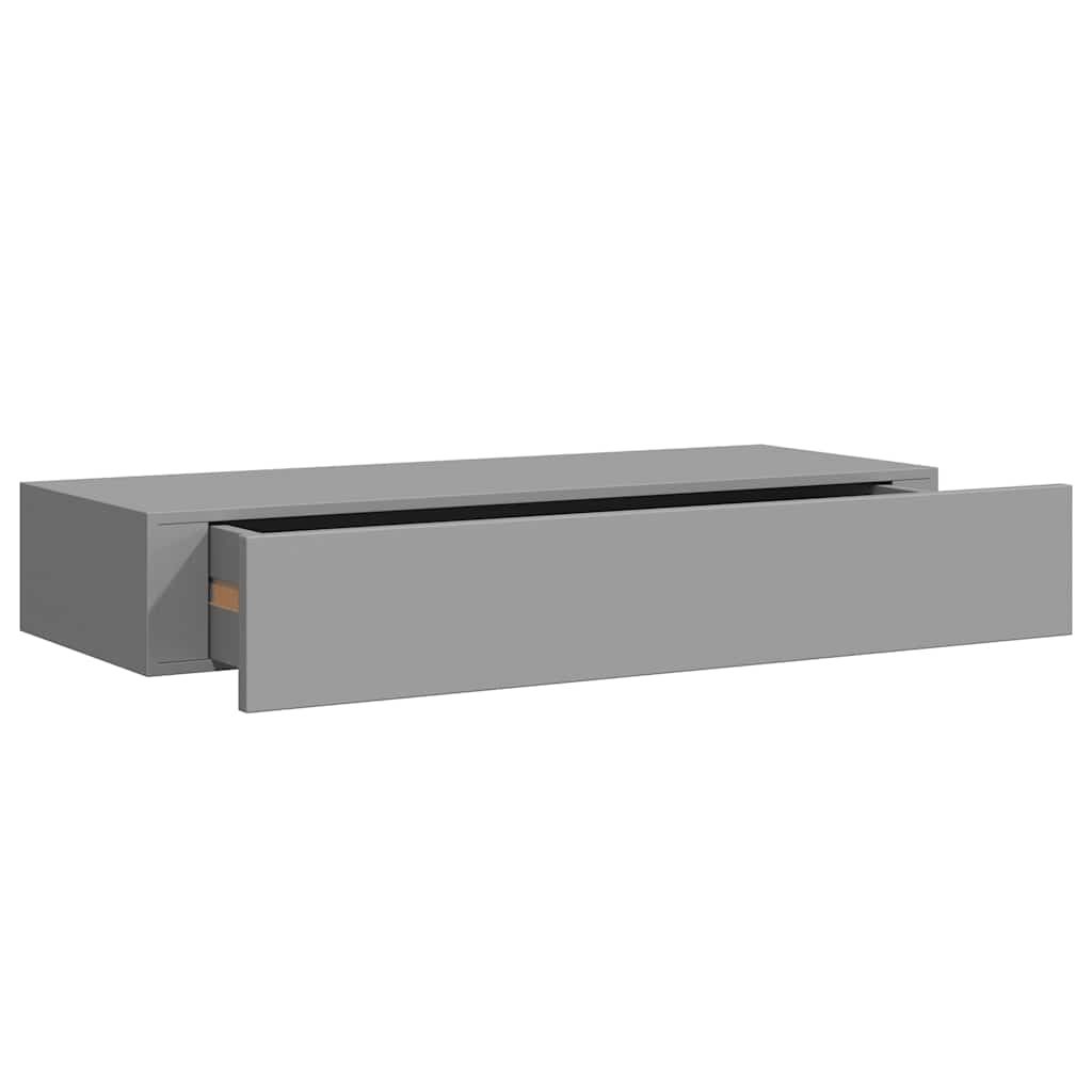 Zidna polica s ladicom siva 60 x 23,5 x 10 cm MDF