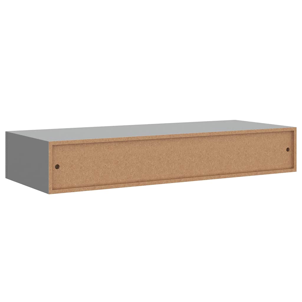 Zidna polica s ladicom siva 60 x 23,5 x 10 cm MDF