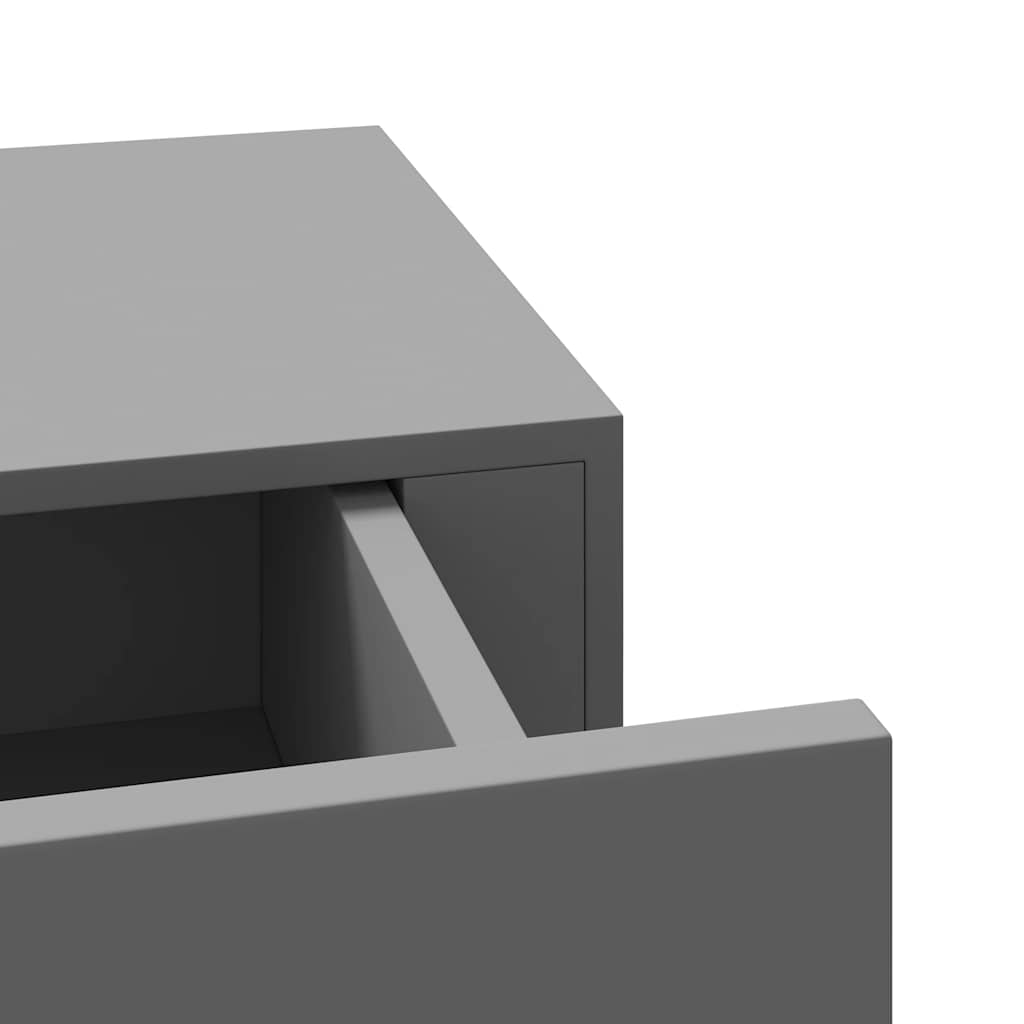 Zidne police s ladicom 2 kom sive 60 x 23,5 x 10 cm MDF