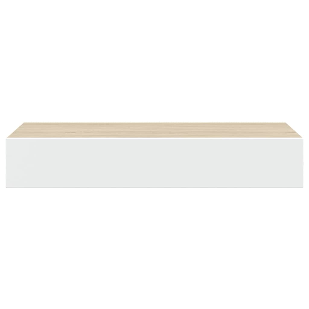 Zidna polica s ladicama hrast i bijela 60x23,5x10 cm MDF