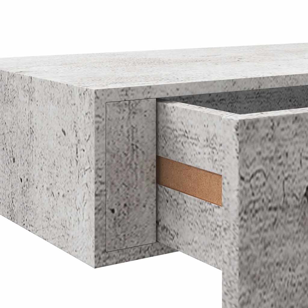 Zidne police s ladicom 2 kom boja betona 60 x 23,5 x 10 cm MDF