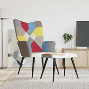 Stolica za opuštanje s osloncem za noge patchwork od tkanine