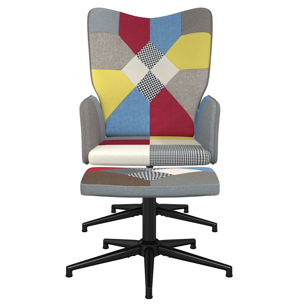 Stolica za opuštanje s osloncem za noge patchwork od tkanine