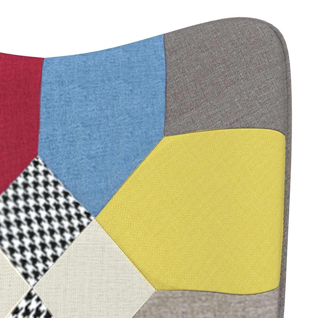 Stolica za ljuljanje s osloncem za noge patchwork od tkanine