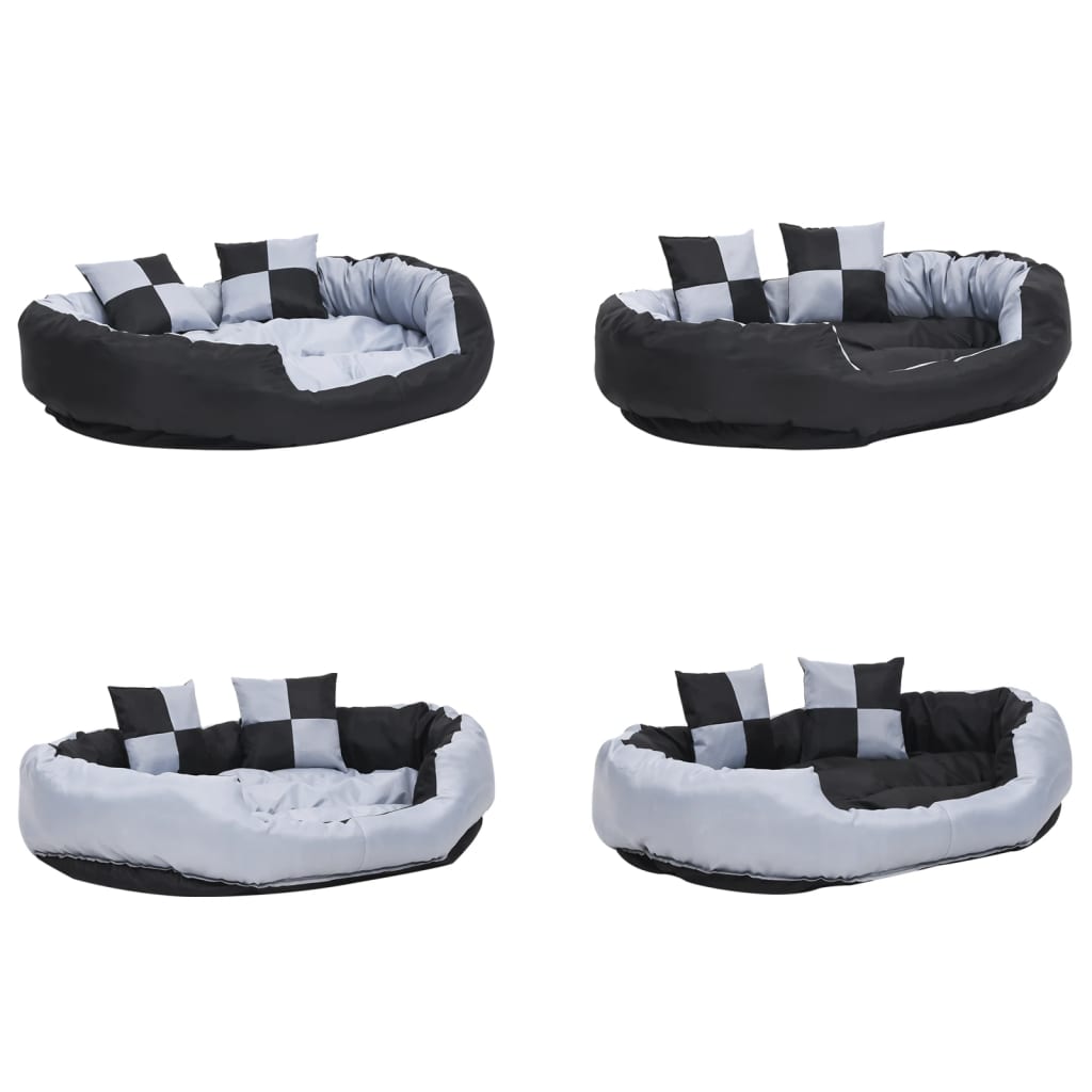 Dvostrani perivi jastuk za pse sivo-crni 110 x 80 x 23 cm