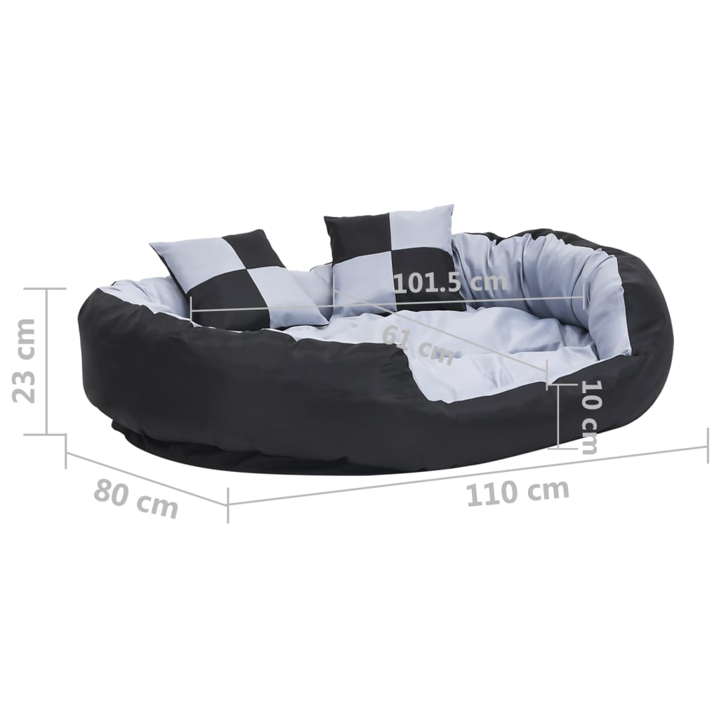 Dvostrani perivi jastuk za pse sivo-crni 110 x 80 x 23 cm