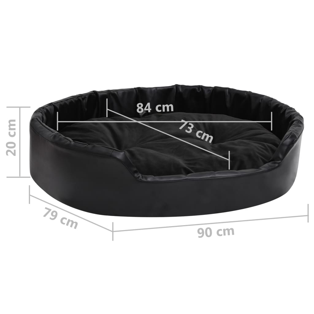 Krevet za pse crni 90 x 79 x 20 cm od pliša i umjetne kože