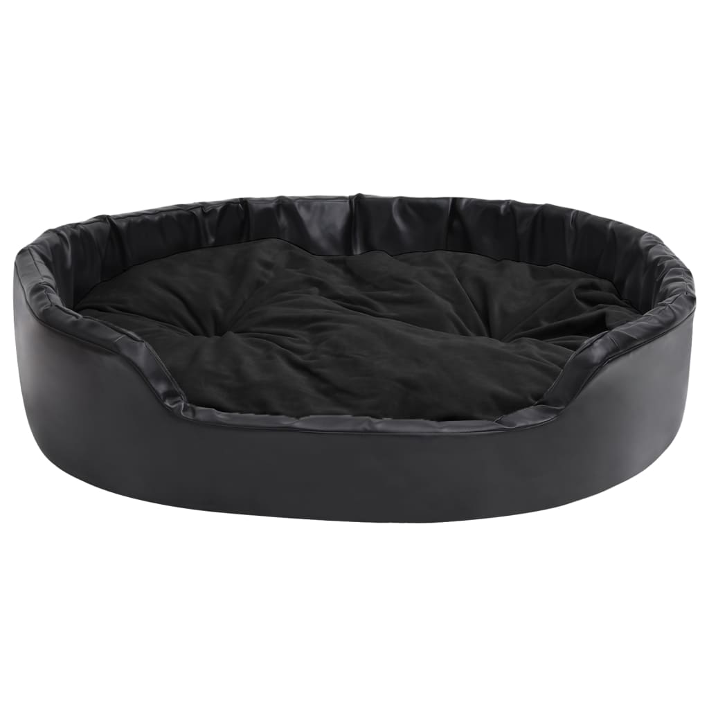 Krevet za pse crni 99 x 89 x 21 cm od pliša i umjetne kože