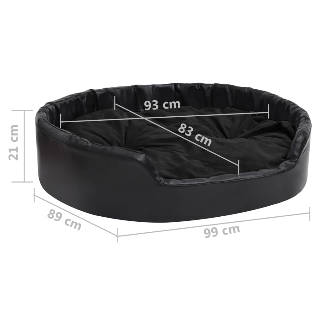 Krevet za pse crni 99 x 89 x 21 cm od pliša i umjetne kože