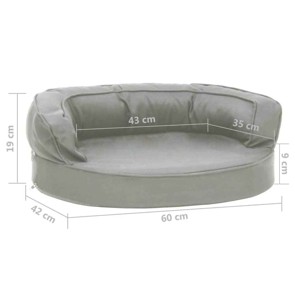 Ergonomski madrac za pse 60 x 42 cm sivi izgled platna