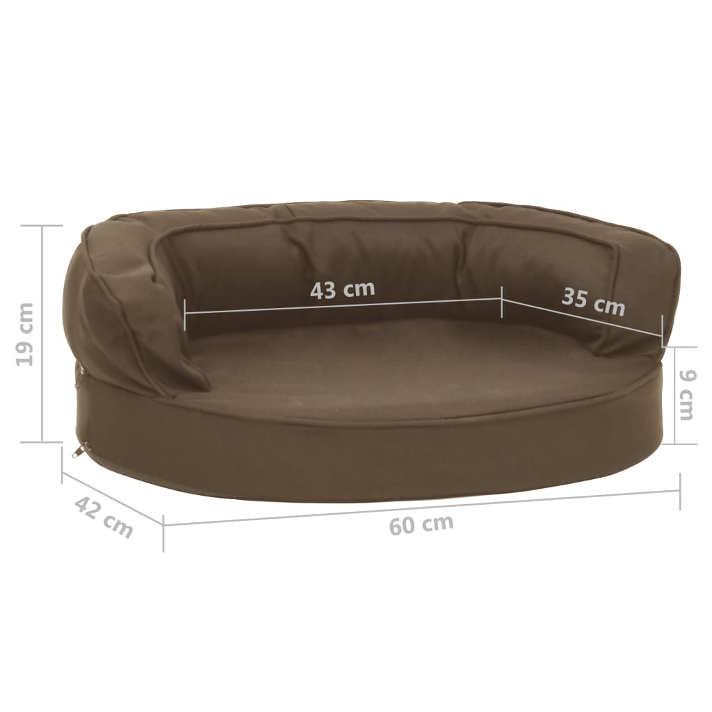 Ergonomski madrac za pse 60 x 42 cm izgled platna smeđi