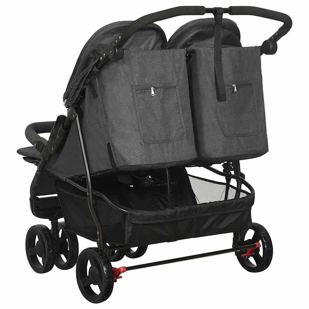Dječja kolica za blizance antracit čelična