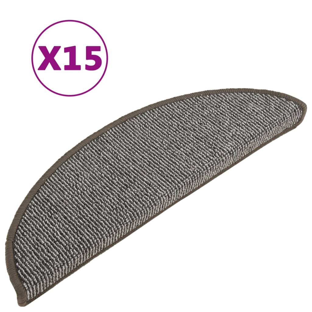 Prostirke za stepenice 15 kom 56x17x3 cm sive poluokrugle