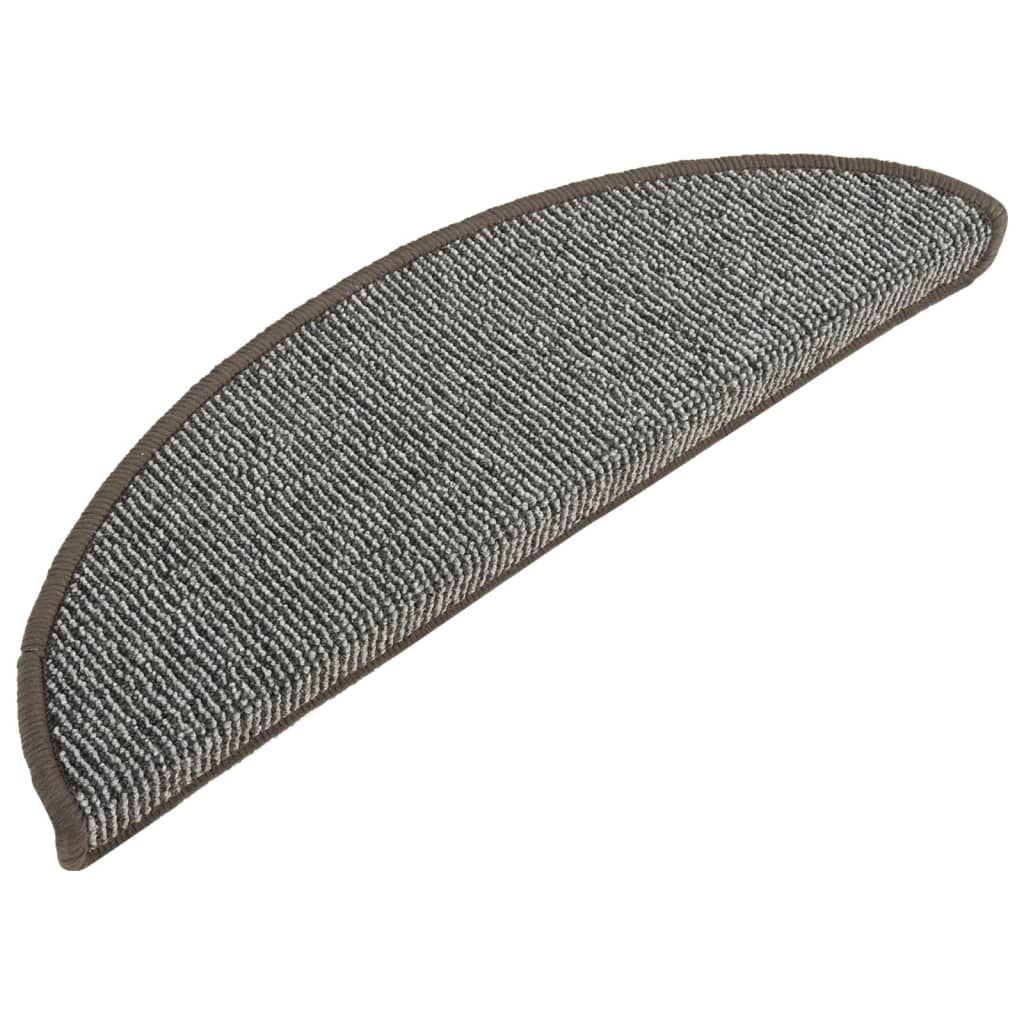 Prostirke za stepenice 15 kom 56x17x3 cm sive poluokrugle