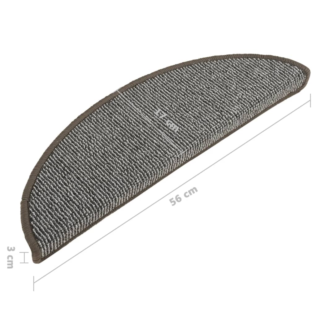 Prostirke za stepenice 15 kom 56x17x3 cm sive poluokrugle