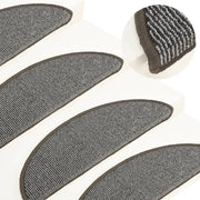Prostirke za stepenice 15 kom 56x17x3 cm sive poluokrugle
