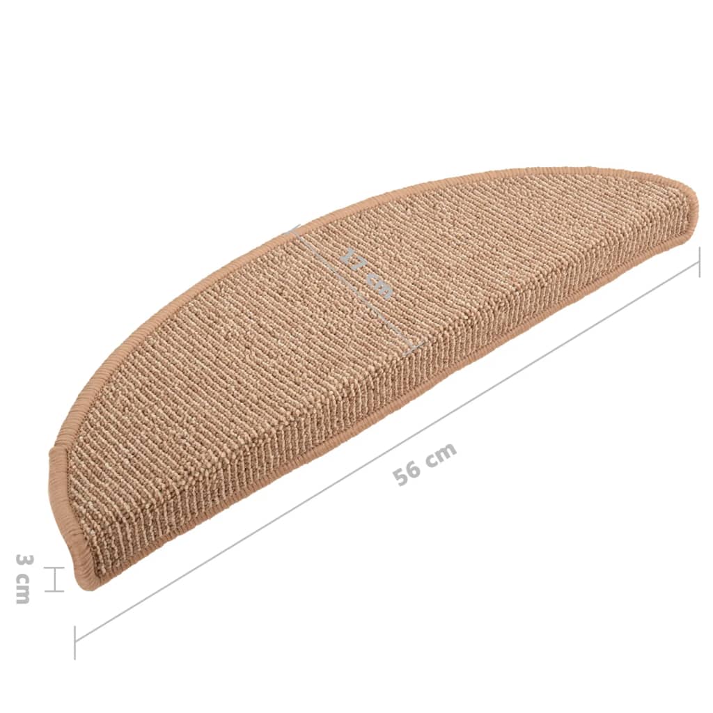 Prostirke za stepenice 15 kom 56x17x3 cm svijetlosmeđe poluokrugle