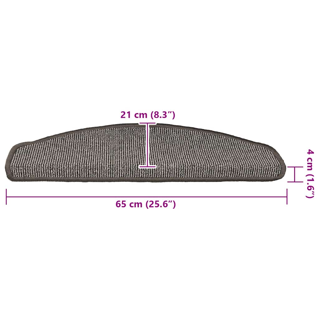 Prostirke za stepenice 15 kom 65x21x4 cm sive poluokrugle velike
