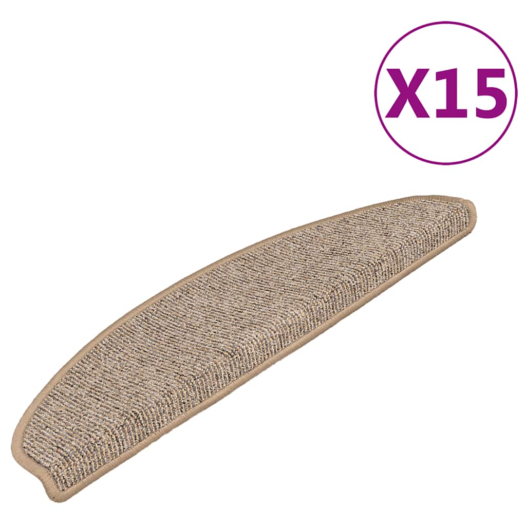 Prostirke za stepenice 15 kom 65x21x4 cm Smeđe poluokrugle velike