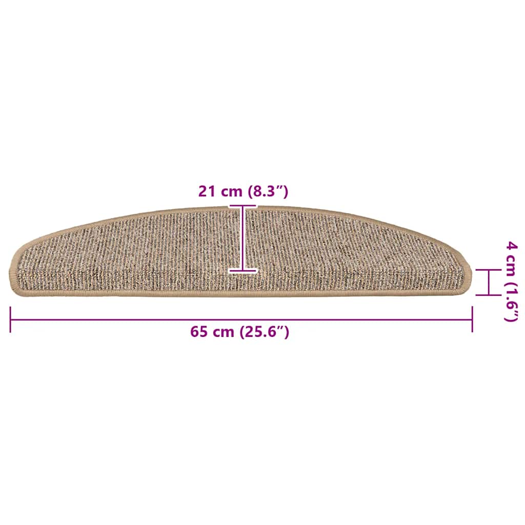Prostirke za stepenice 15 kom 65x21x4 cm Smeđe poluokrugle velike