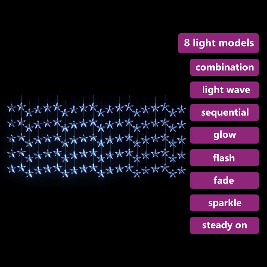 LED vilinska zavjesa sa zvijezdama 500 LED plave 8 funkcija