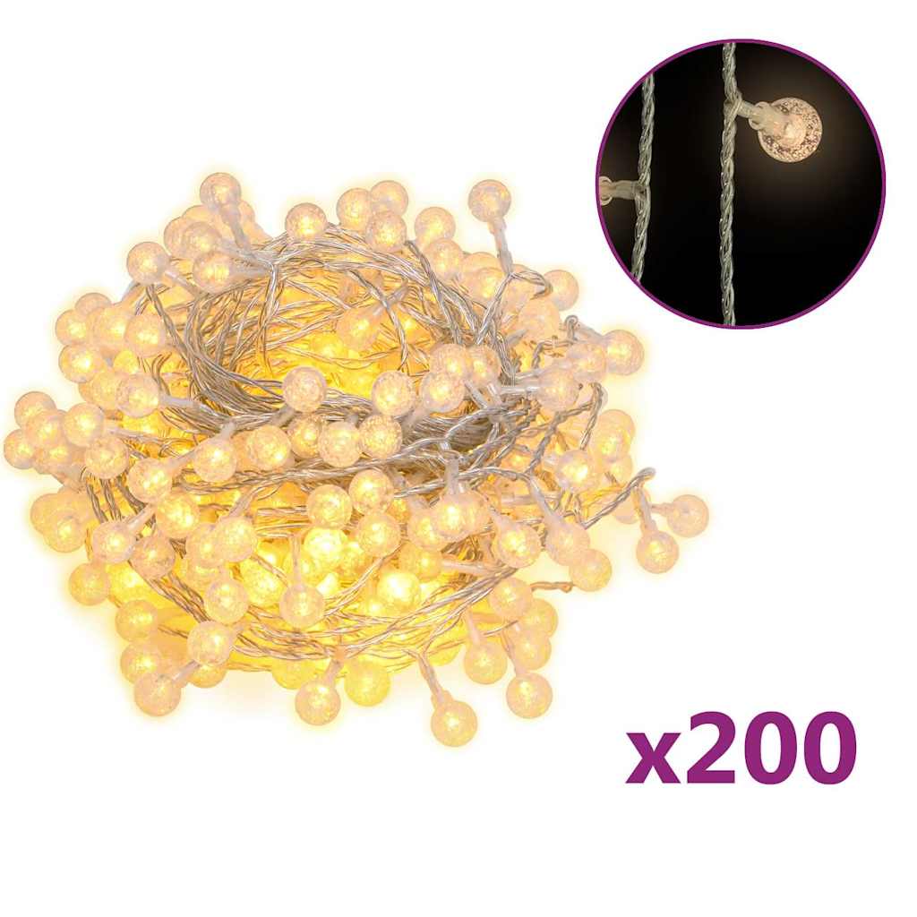 Vilinski rasvjetni lanac 20 m 200 LED topli bijeli 8 funkcija