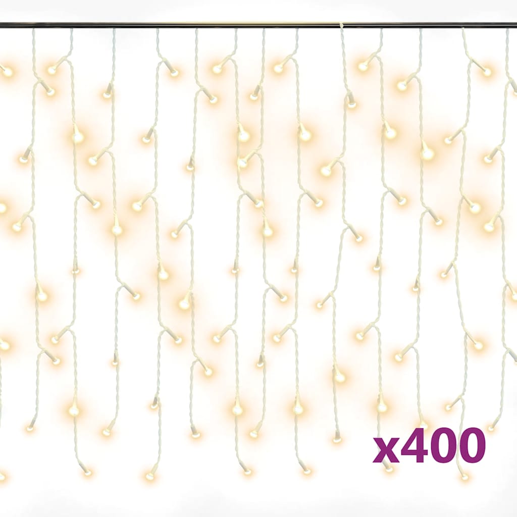 LED zavjesa sa sigama 10 m 400 LED tople bijele 8 funkcija