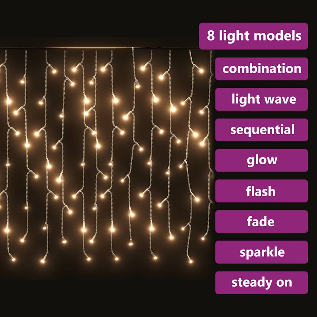 LED zavjesa sa sigama 10 m 400 LED tople bijele 8 funkcija