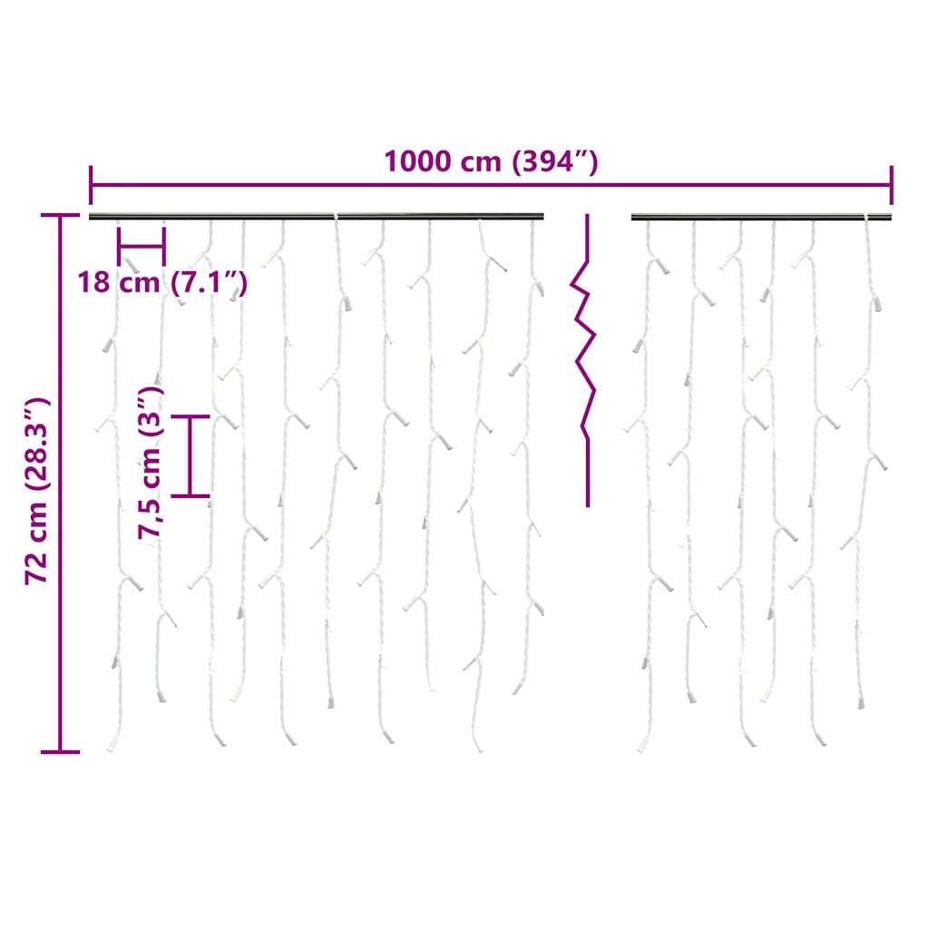 LED zavjesa sa sigama 10 m 400 LED tople bijele 8 funkcija