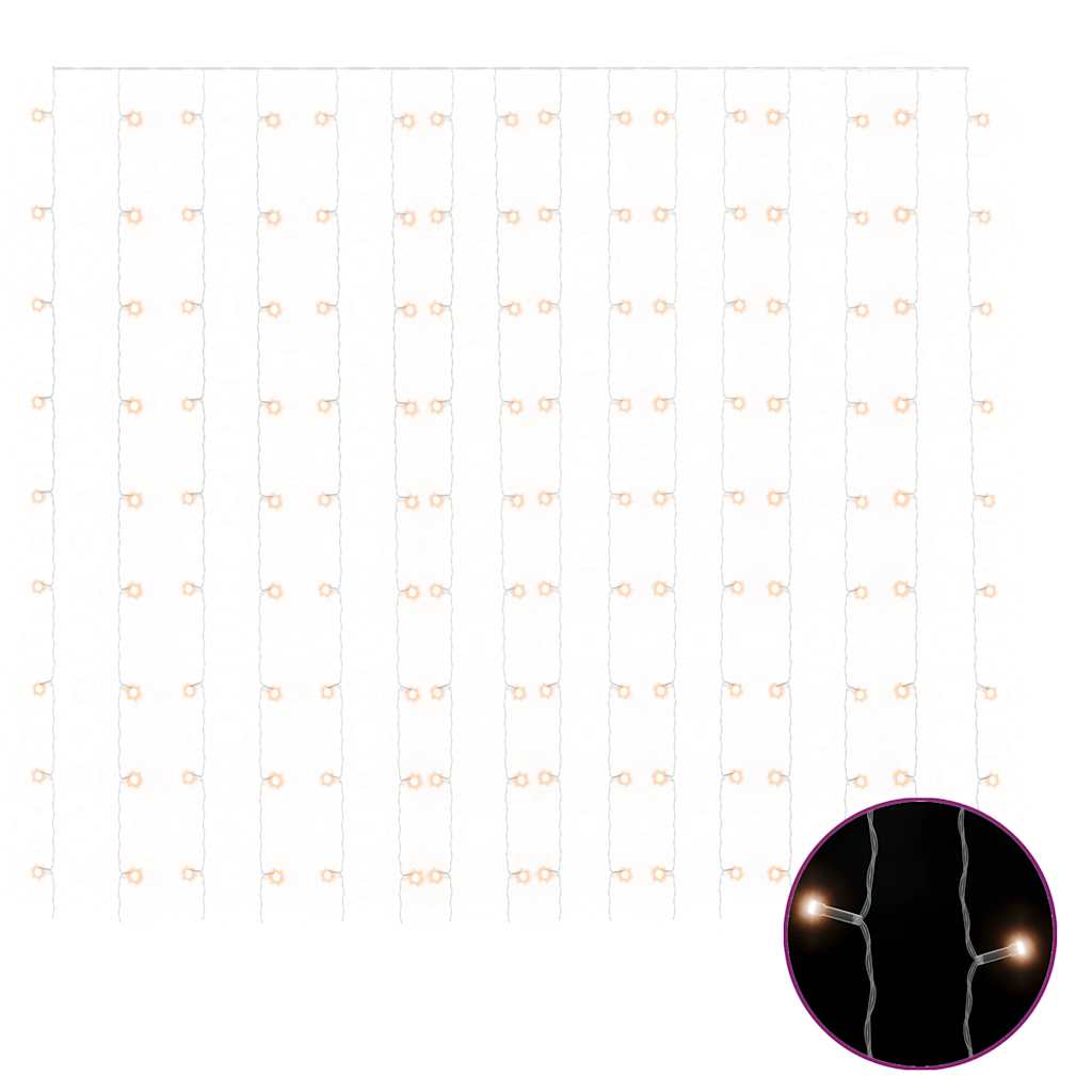 LED vilinska zavjesa 3 x 3 m 300 LED tople bijele 8 funkcija