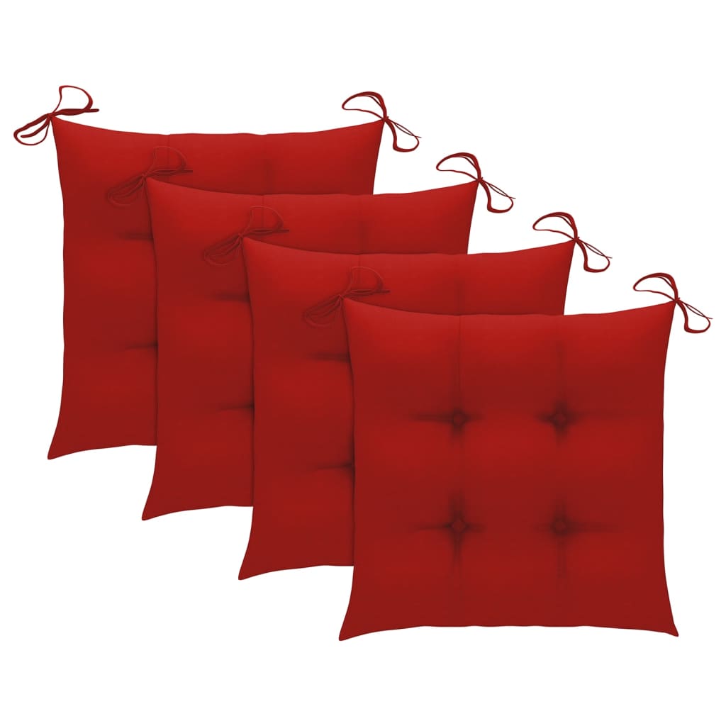 Sklopive vrtne stolice s jastucima 4 kom od masivne tikovine