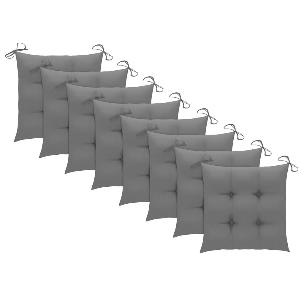 Sklopive vrtne stolice s jastucima 8 kom od masivne tikovine