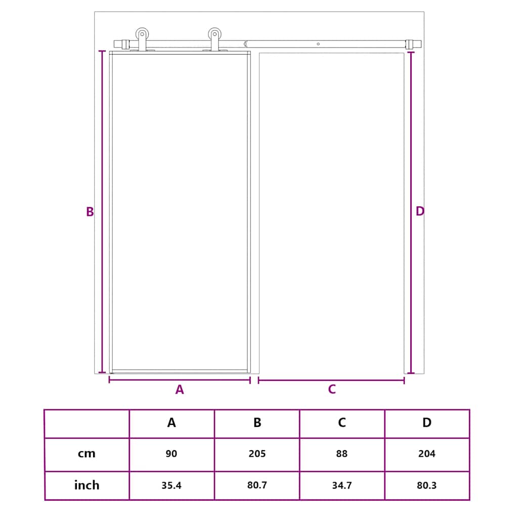 Klizna vrata od stakla ESG i aluminija 90 x 205 cm crna