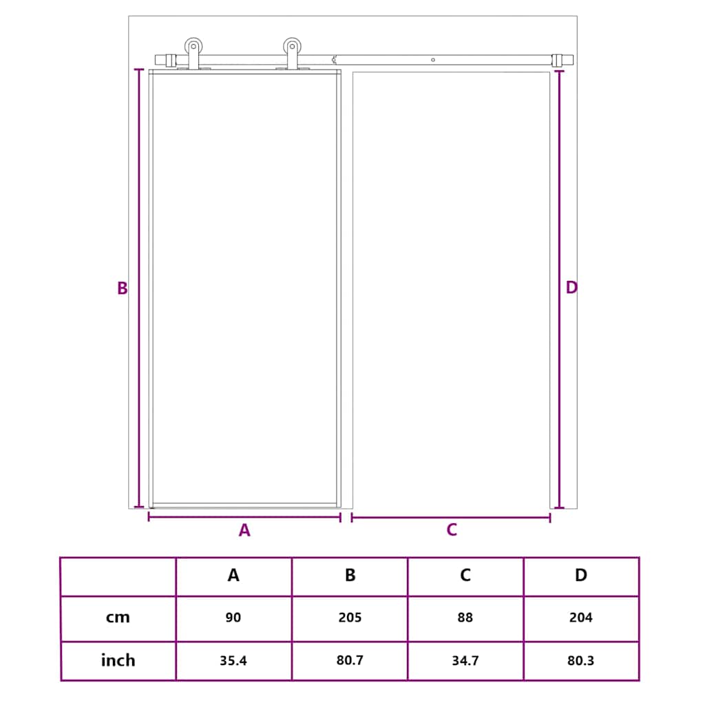 Klizna vrata od stakla ESG i aluminija 90 x 205 cm crna