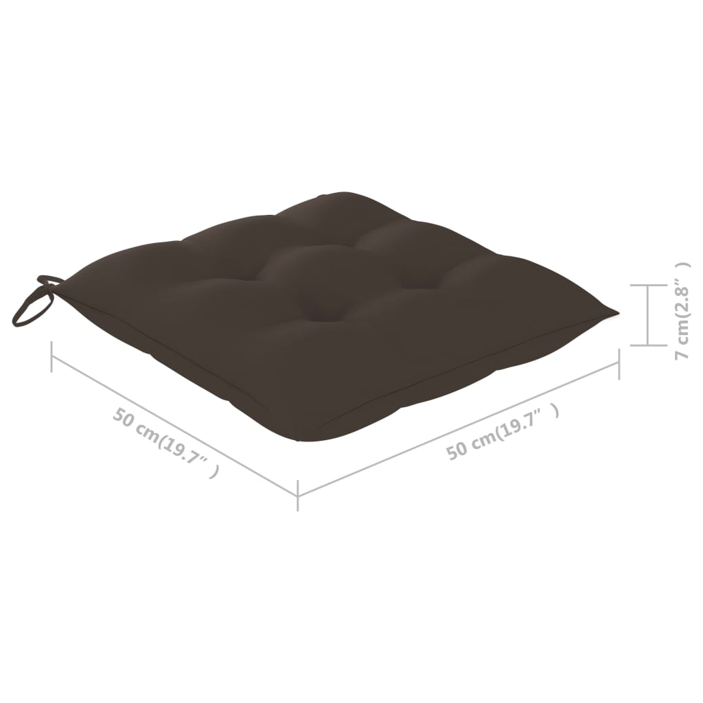 Vrtne stolice sa smeđe-sivim jastucima 6 kom masivna tikovina