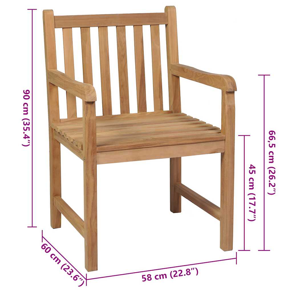 Vrtne stolice sa smeđe-sivim jastucima 8 kom masivna tikovina