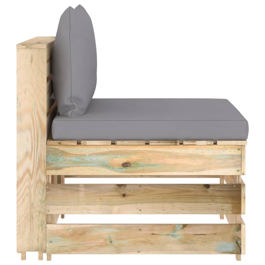 Modularna srednja sofa s jastucima od zeleno impregniranog drva