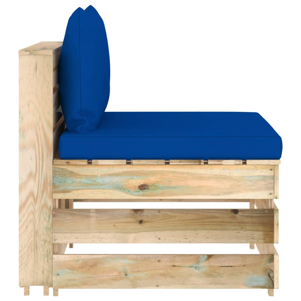 Modularna srednja sofa s jastucima od zeleno impregniranog drva