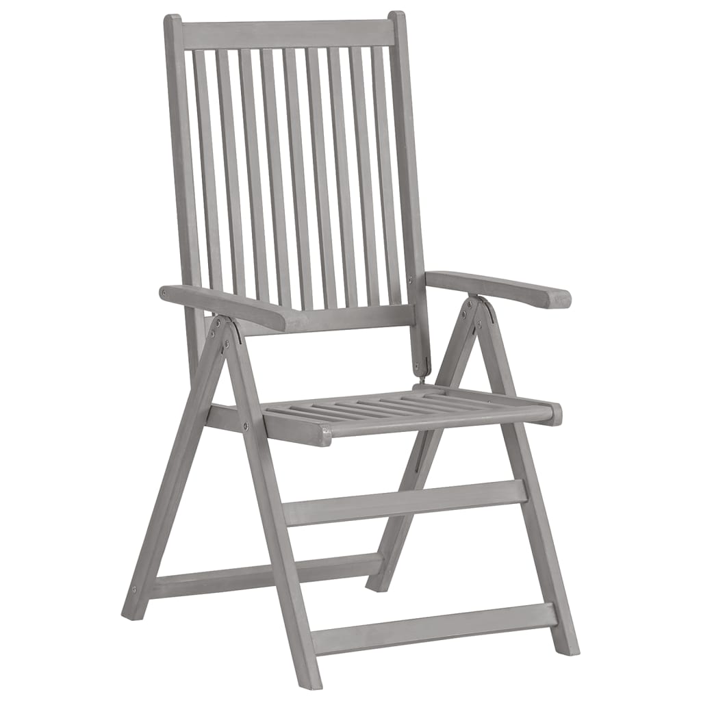Nagibne vrtne stolice s jastucima 8 kom sive od bagremovog drva