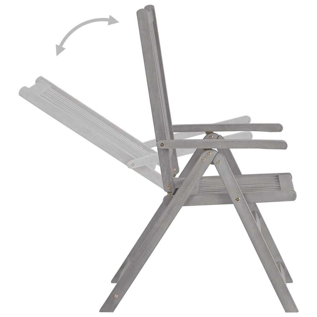 Nagibne vrtne stolice s jastucima 8 kom sive od bagremovog drva