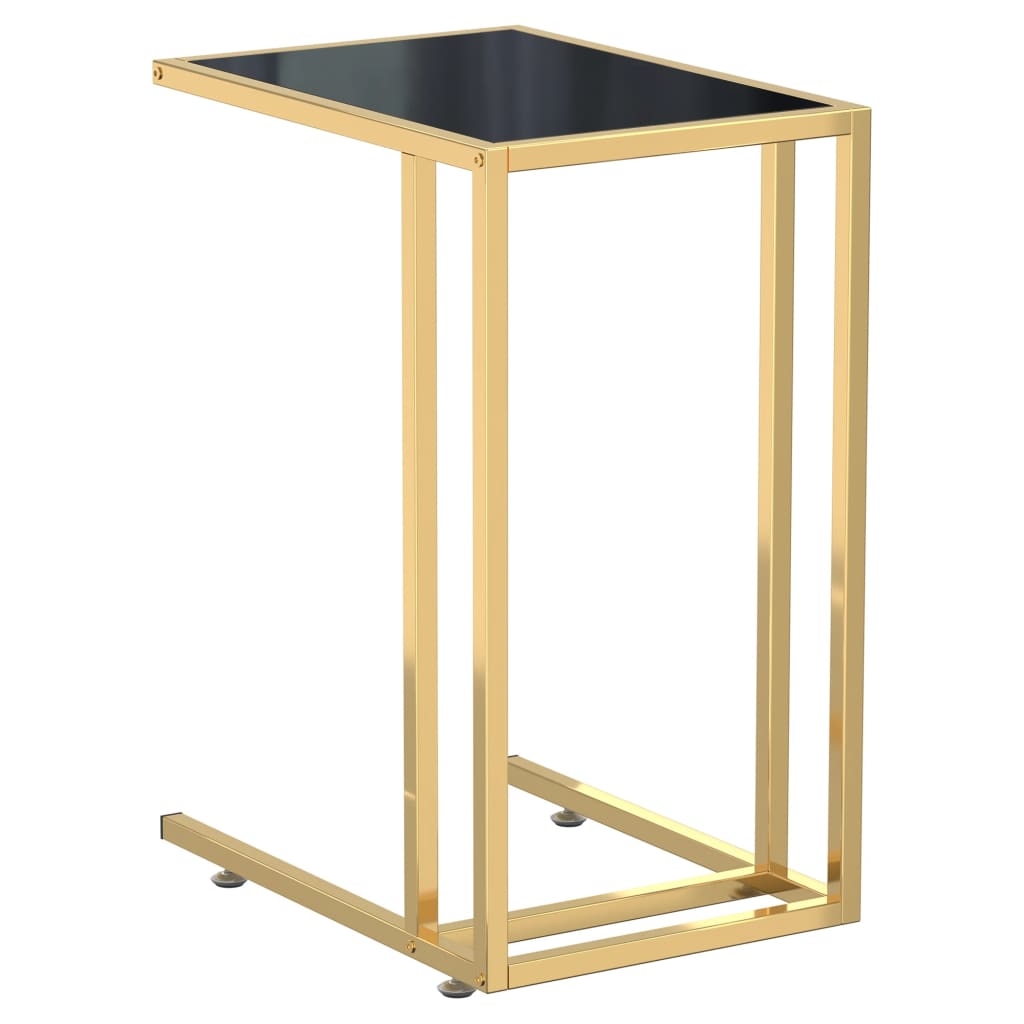 Bočni stolić za računalo crni 50x35x65 cm od kaljenog stakla