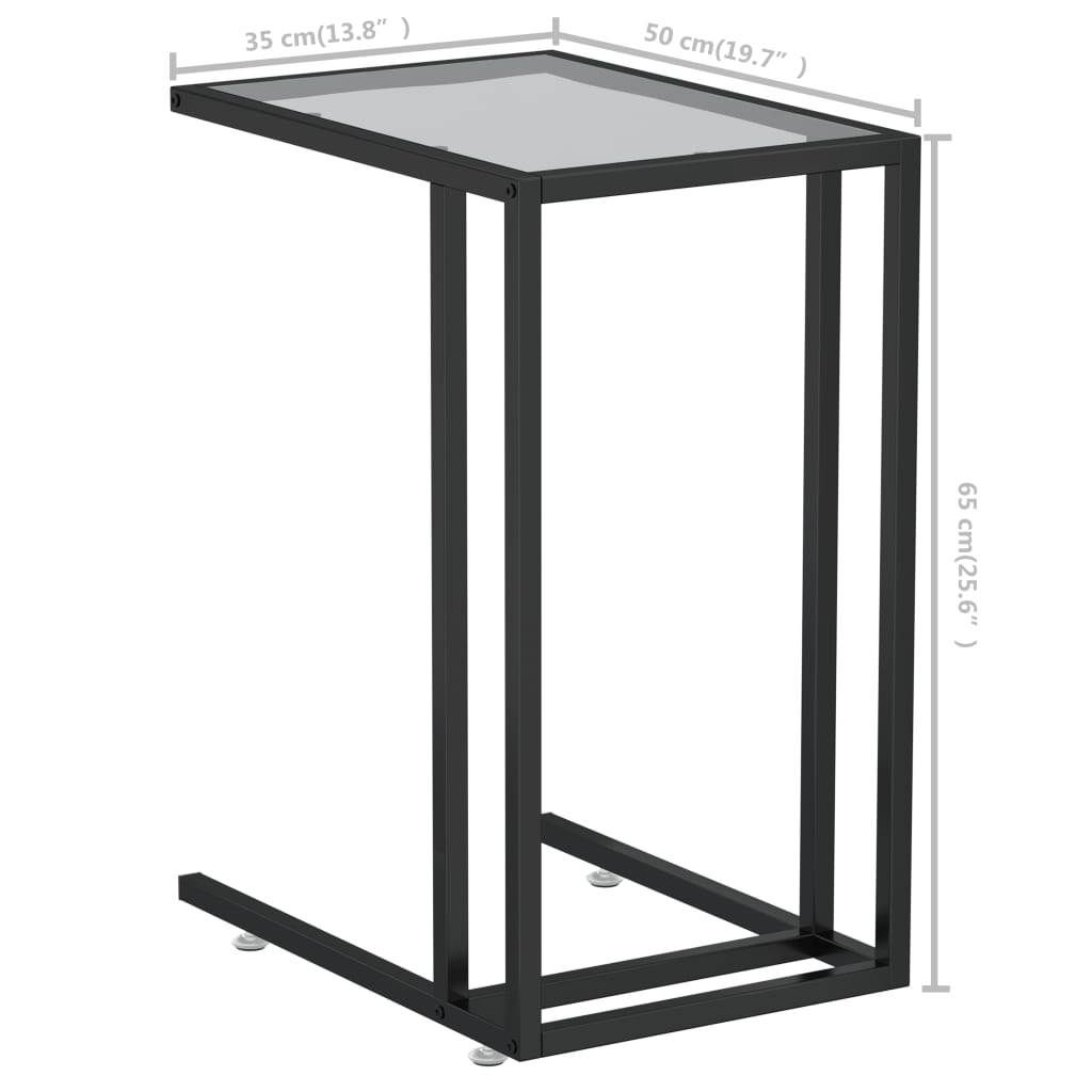 Bočni stolić za računalo prozirni 50x35x65 cm kaljeno staklo